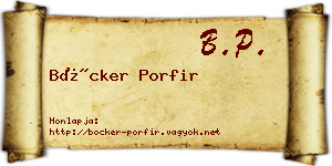 Böcker Porfir névjegykártya